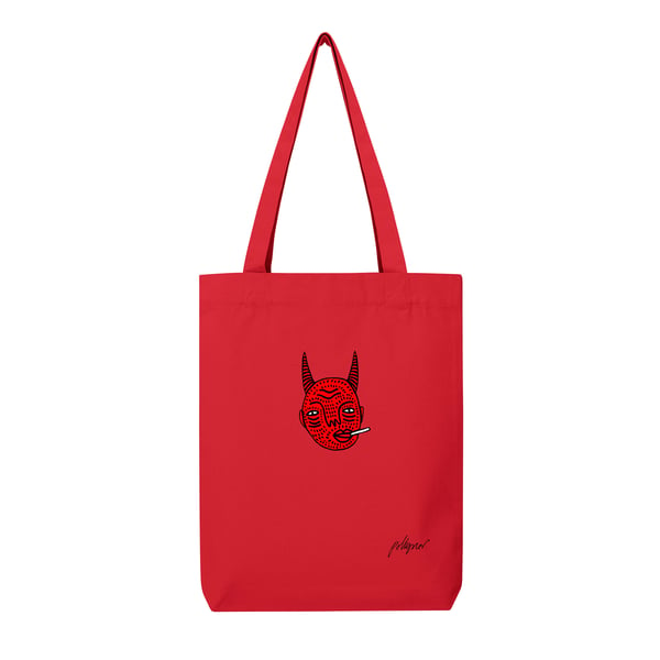 Image of Red Devil Tote Bag by Polly Nor - Recycled Cotton