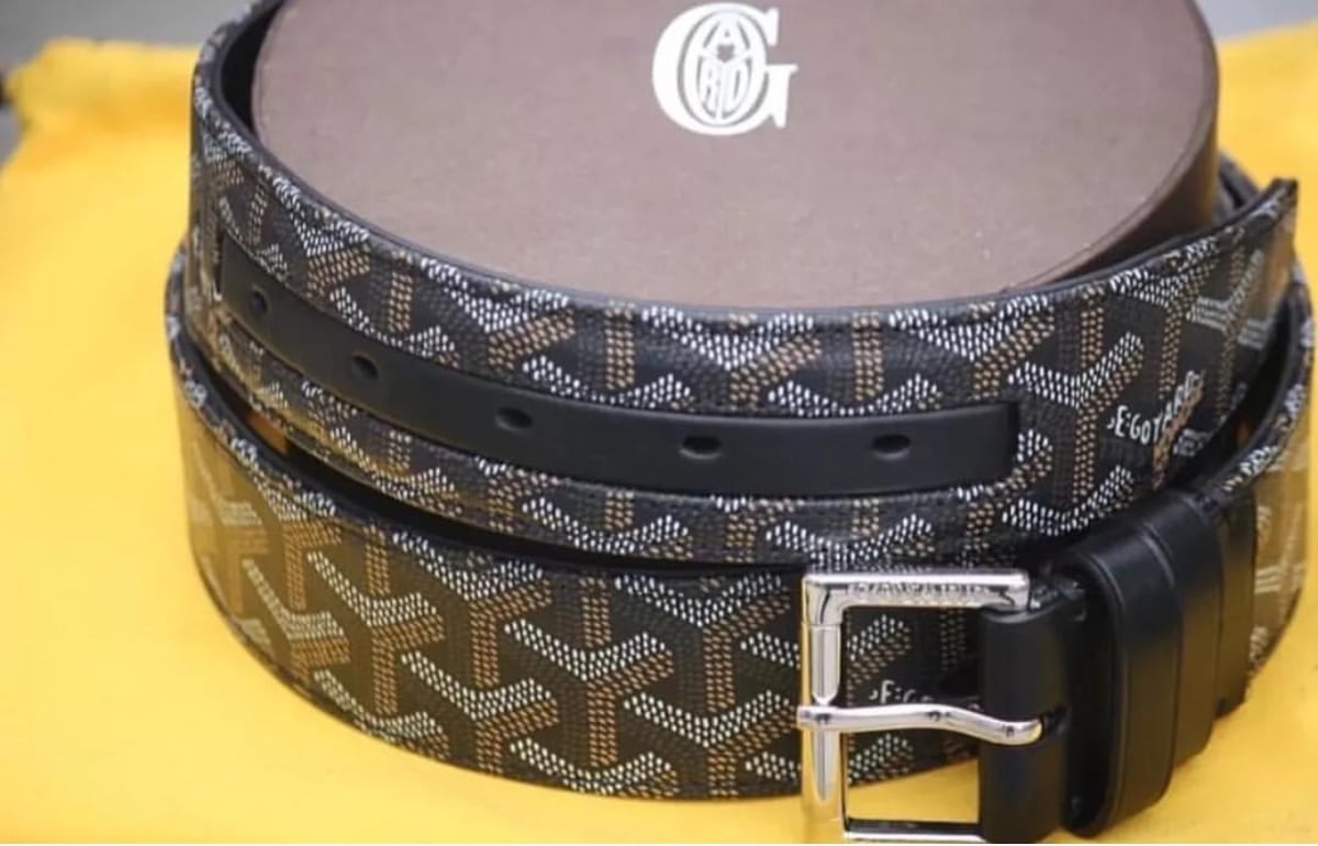 Goyard Black Goyardine Coated Canvas and Leather Buckle Belt 95CM