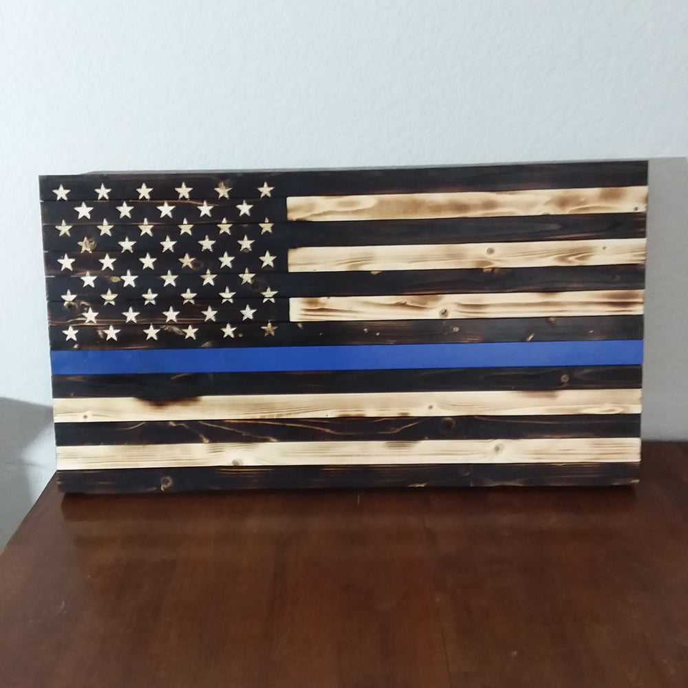 Image of Rustic American Flag (Thin Blue Line)