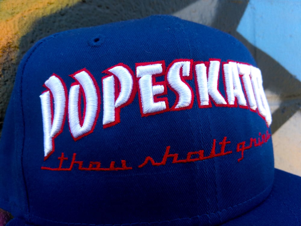Image of Pope Skates Thou Shalt Grind Hat Blue