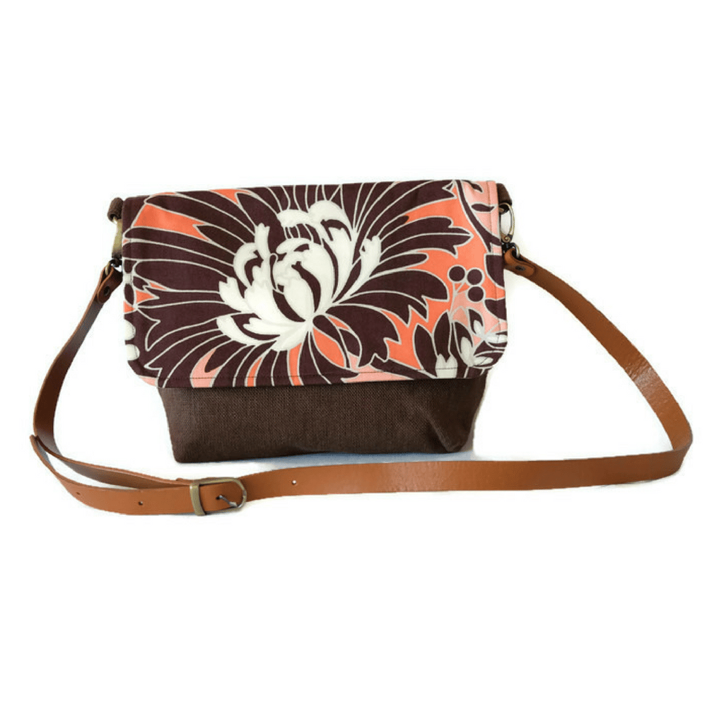 Image of Brown Floral Satchel Messenger Bag