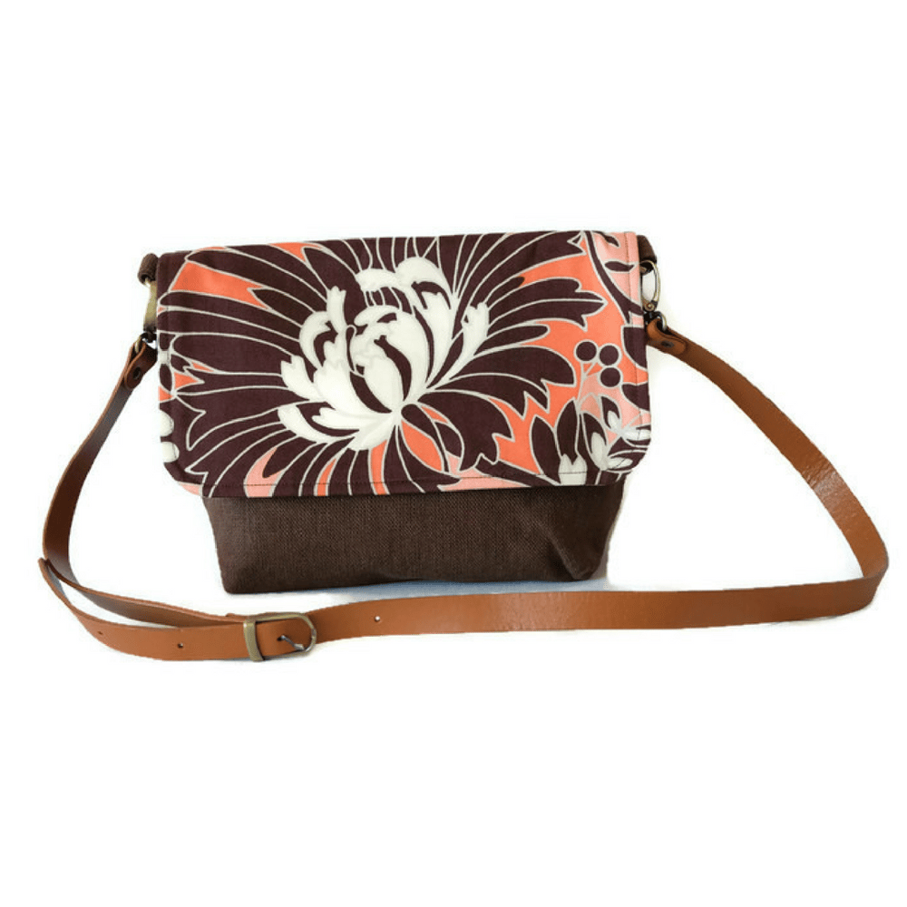 Image of Brown Floral Satchel Messenger Bag