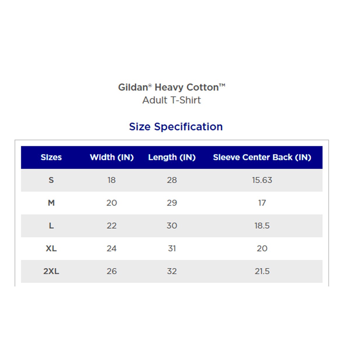 Gildan Ultra Cotton Long Sleeve Size Chart