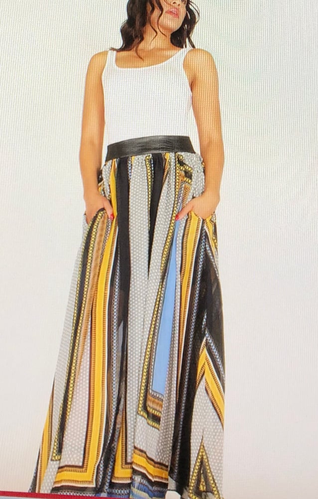 Image of Blue Multi color Maxi Skirt