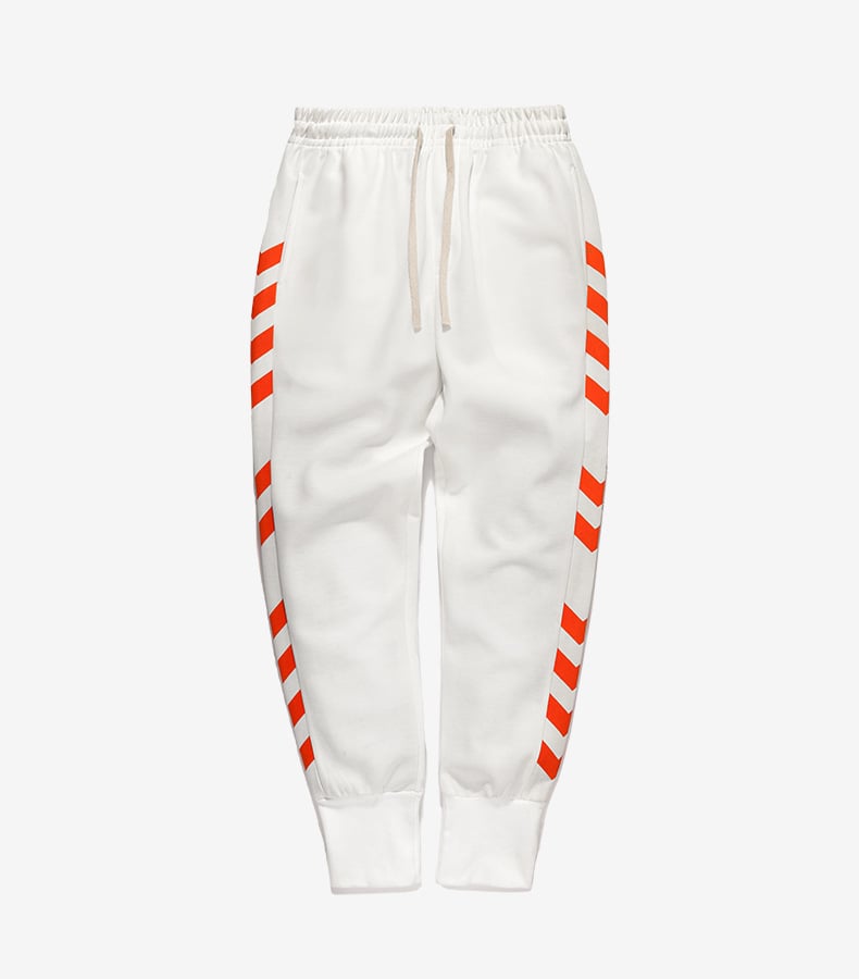 Retro White Orange Joggers Finesse Streetwear