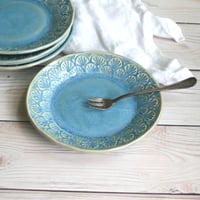 Image 8 of Dessert Dishes in Sea Glass Blue Glaze Handcrafted Dinnerware Made in USA