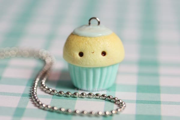 Image of Kawaii Mint Cupcake- Charm, Necklace or Planner Charm