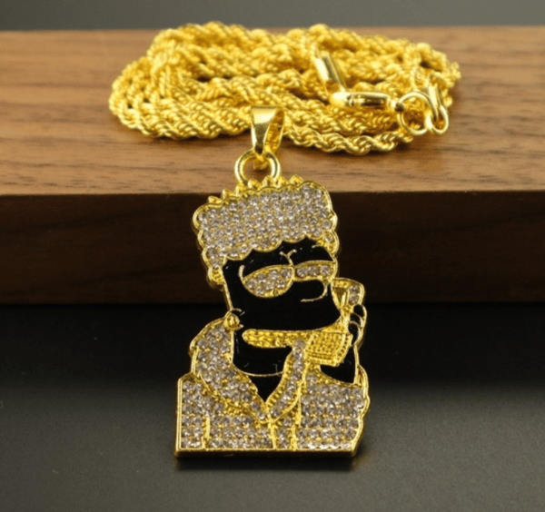 Image of GOLD ICED OUT BART SIMPSON CHAIN