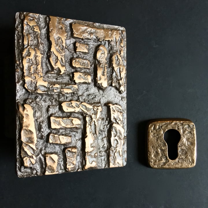 Image of Abstract Bronze Door Handle with Keyhole Cover (Unused)