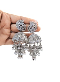 Image 2 of Anna_Big American Diamond Earrings/Jhumka