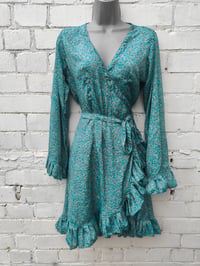 Image 6 of Wrap sari dress small to med Turquoise 