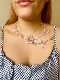 Image 4 of 🎀🌸Coquette Bow Rose Necklace🌸🎀 Rose Quartz 