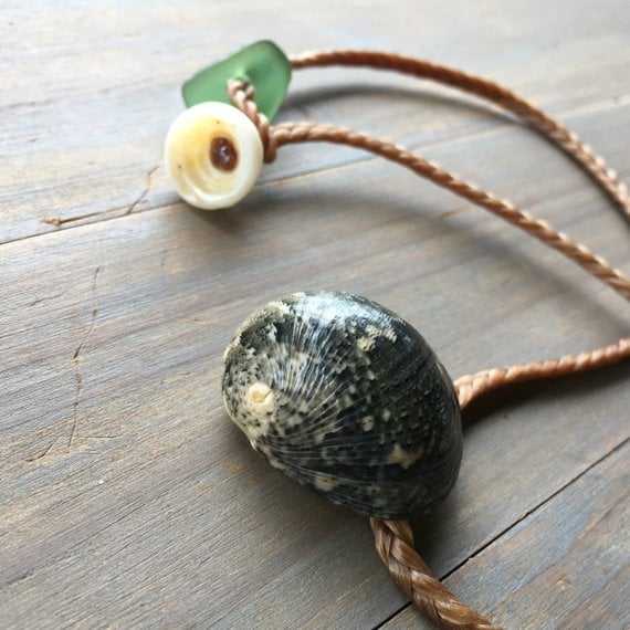 Natural shiva shell eye leather necklace - 3 sizes - Hunting Stones