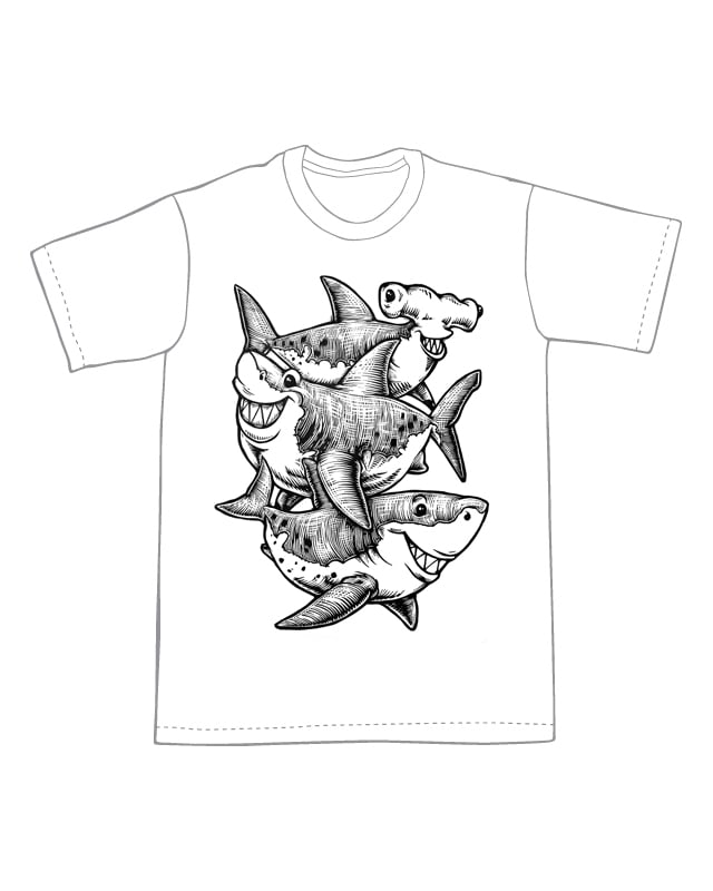 Three Sharks T-shirt (B2)**FREE SHIPPING**