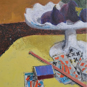 Image of 1962 Oil Painting, 'Figs and Cards,'  Pierre GUYÉNOT 