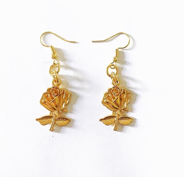 Image of Hailey Gold Rose Drop Earrings