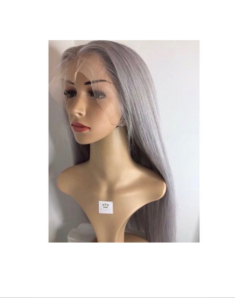 Image of Straight Ice Grey 'Storm' 13*6 frontal  Wig