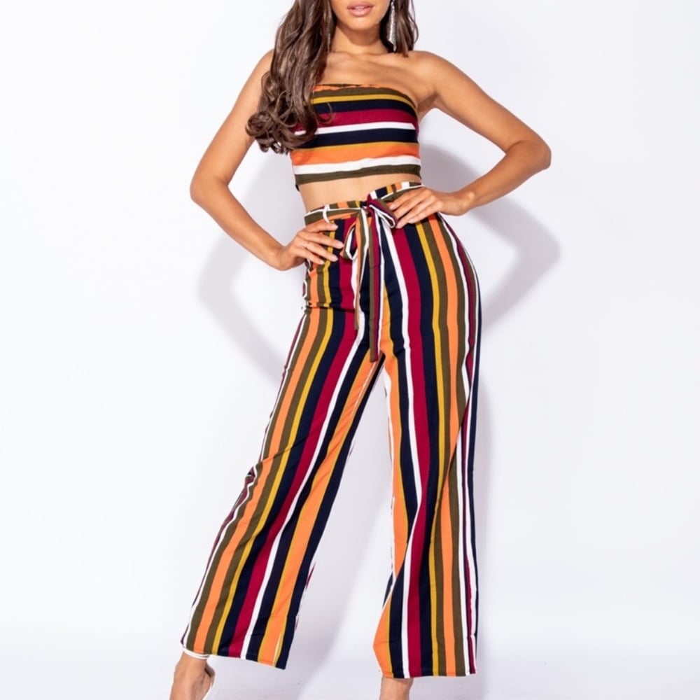 Image of Anastasia Wide Leg Trouser & Bandeau Top Set