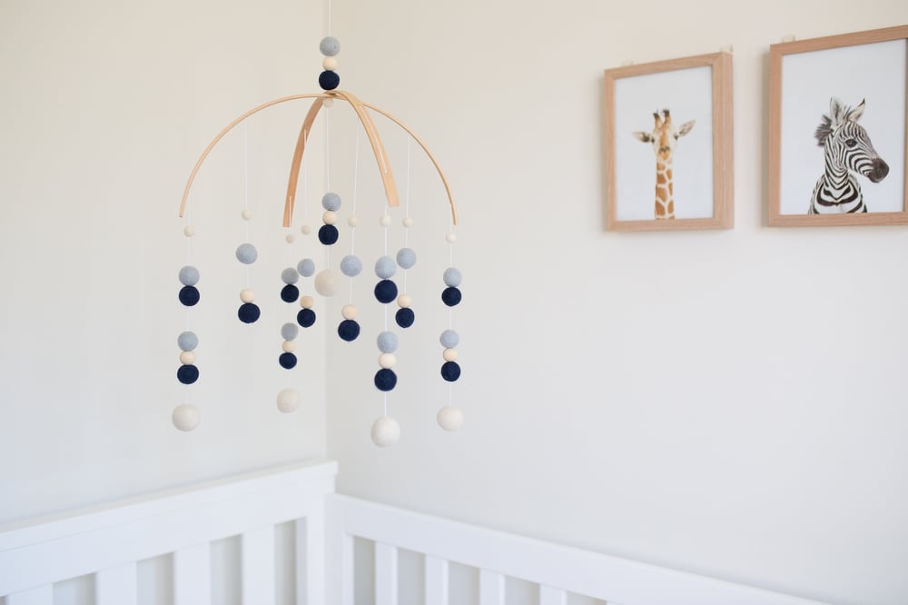 Image of Navy Felt Ball Mobile