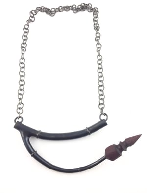 Image of Black Branch Tendril Pendant with wood 02
