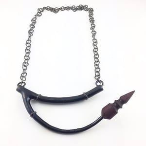 Image of Black Branch Tendril Pendant with wood 02