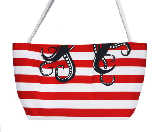 Image of Red Stripe 'Tentacles' Beach Tote
