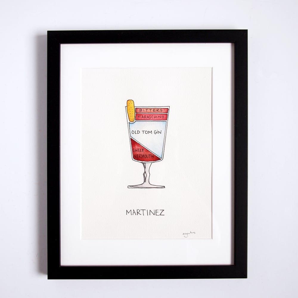 Image of Framed Original Martinez Cocktail Artwork