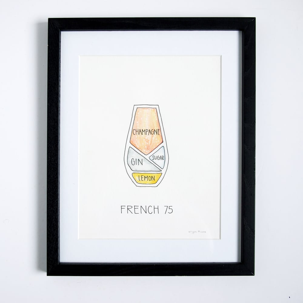 Image of Original French 75 Cocktail Painting - Framed