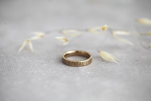 Image of 9ct gold, 4mm, flat court, horn textured ring.