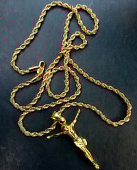 gold plated crucifix necklace with matching rope necklaces (24")
