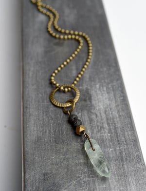 Image of Antique Brass, Lava Stone, and Fluorite Necklace