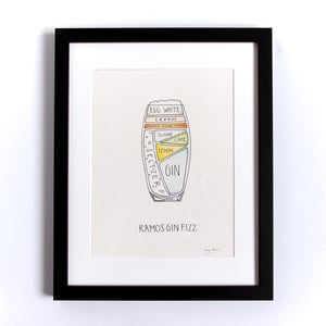 Image of Original Ramos Gin Fizz Cocktail Painting - Framed