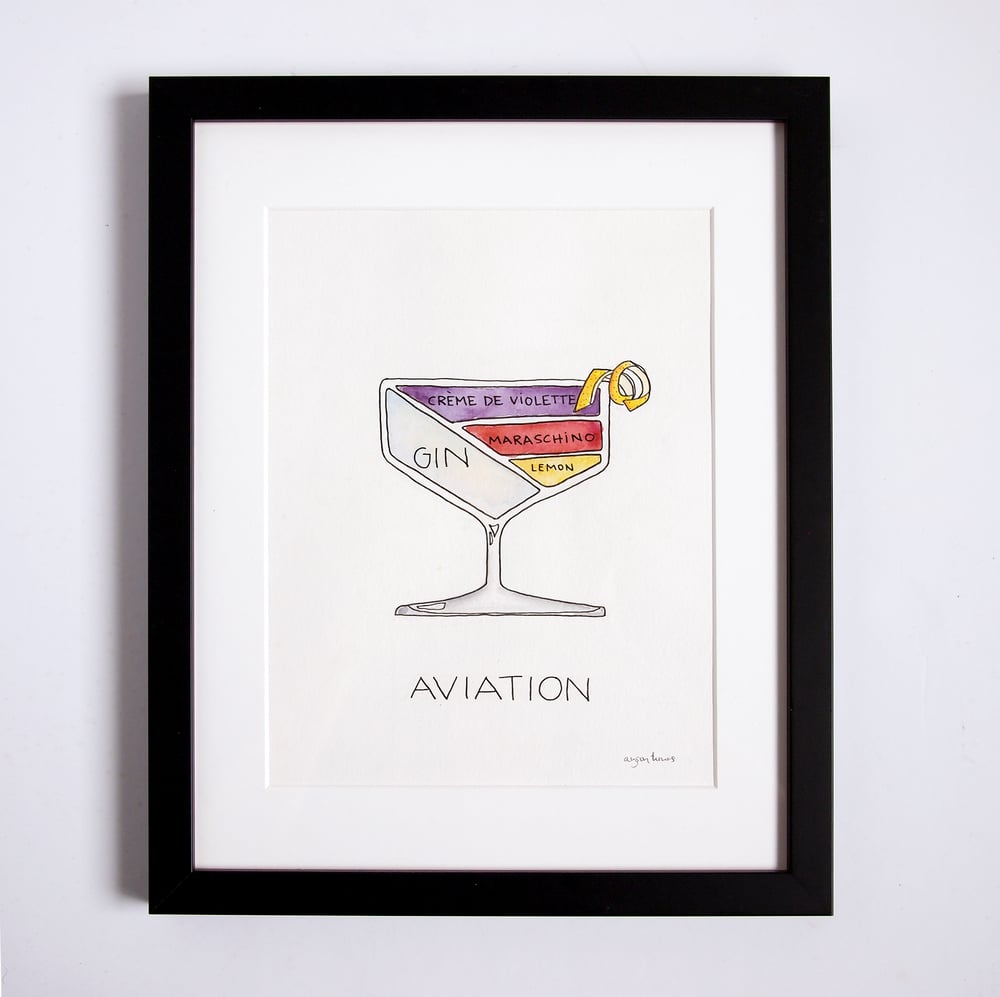 Image of Aviation Cocktail Painting - Original and Framed