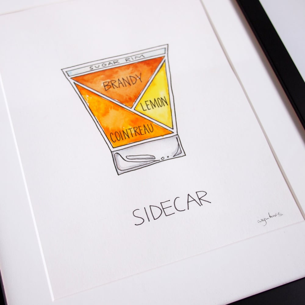 Image of Original Sidecar Cocktail Watercolor Painting - Framed