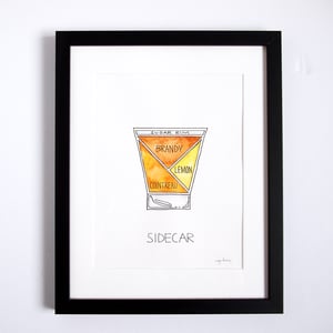 Original Sidecar Cocktail Watercolor Painting - Framed by Alyson Thomas of Drywell Art. Available at shop.drywellart.com