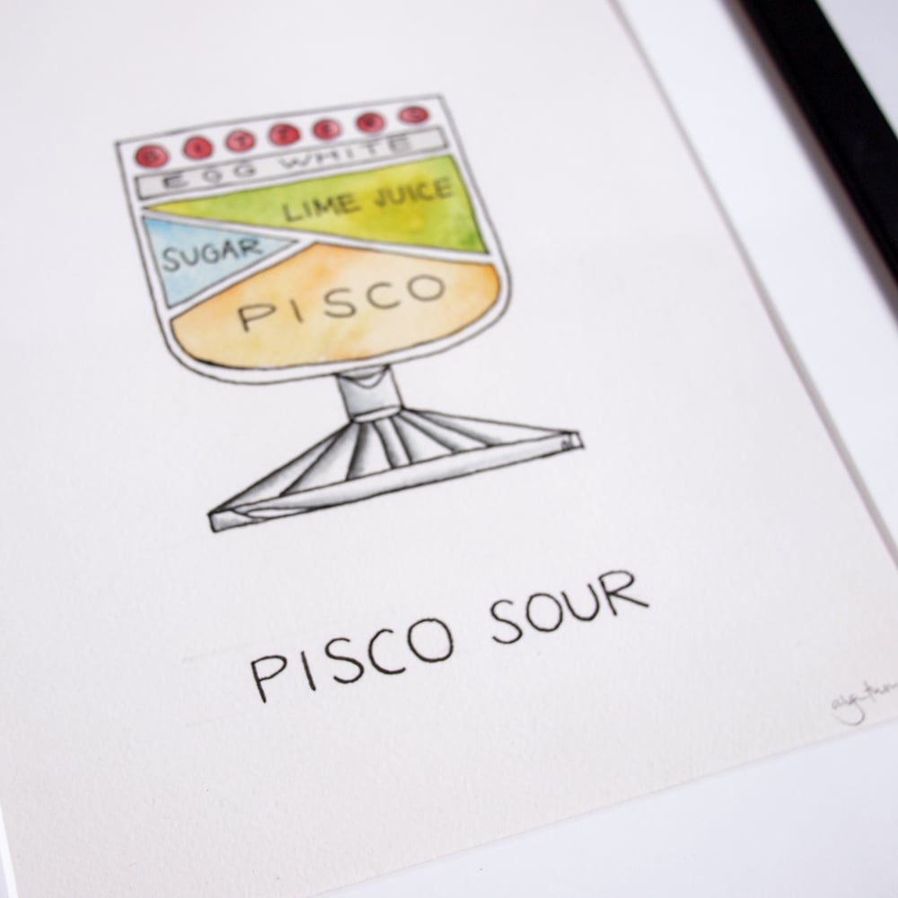 Image of Original Pisco Sour Cocktail Diagram Artwork - Framed