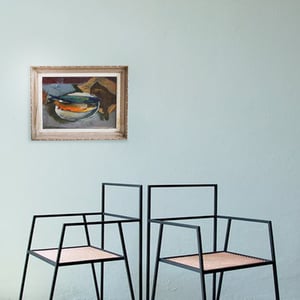 Image of 1940's , Oil Painting, 'Poissons' Adrien Holy