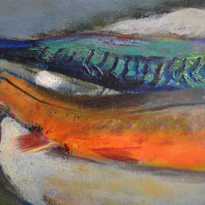 Image of 1940's , Oil Painting, 'Poissons' Adrien Holy