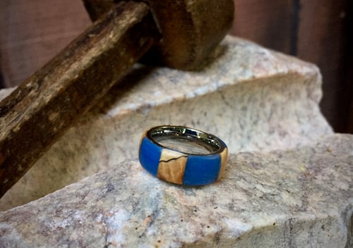 Image of Exotic spalted and blue resin ring