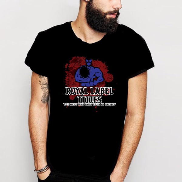Image of ROYAL LABEL TITLES t shirt BLACK EDITION
