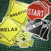50 Sticker Mixed Pack BREATHE-RELAX-START-INFINITE CLEARANCE-ONE WAY HEART