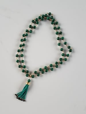 Malachite & Spinel Baby Tassel Necklace 