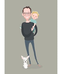 Image 2 of Dad and son and one pet custom portrait