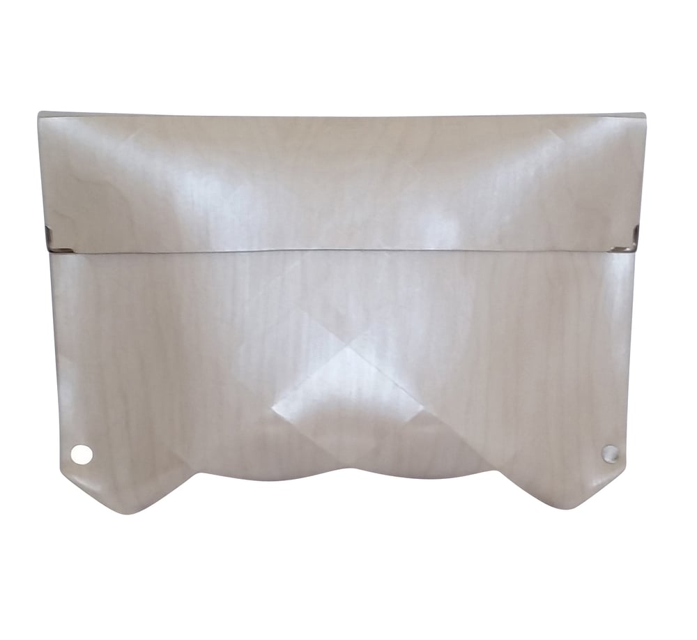 Image of origami wooden clutch in WHITE