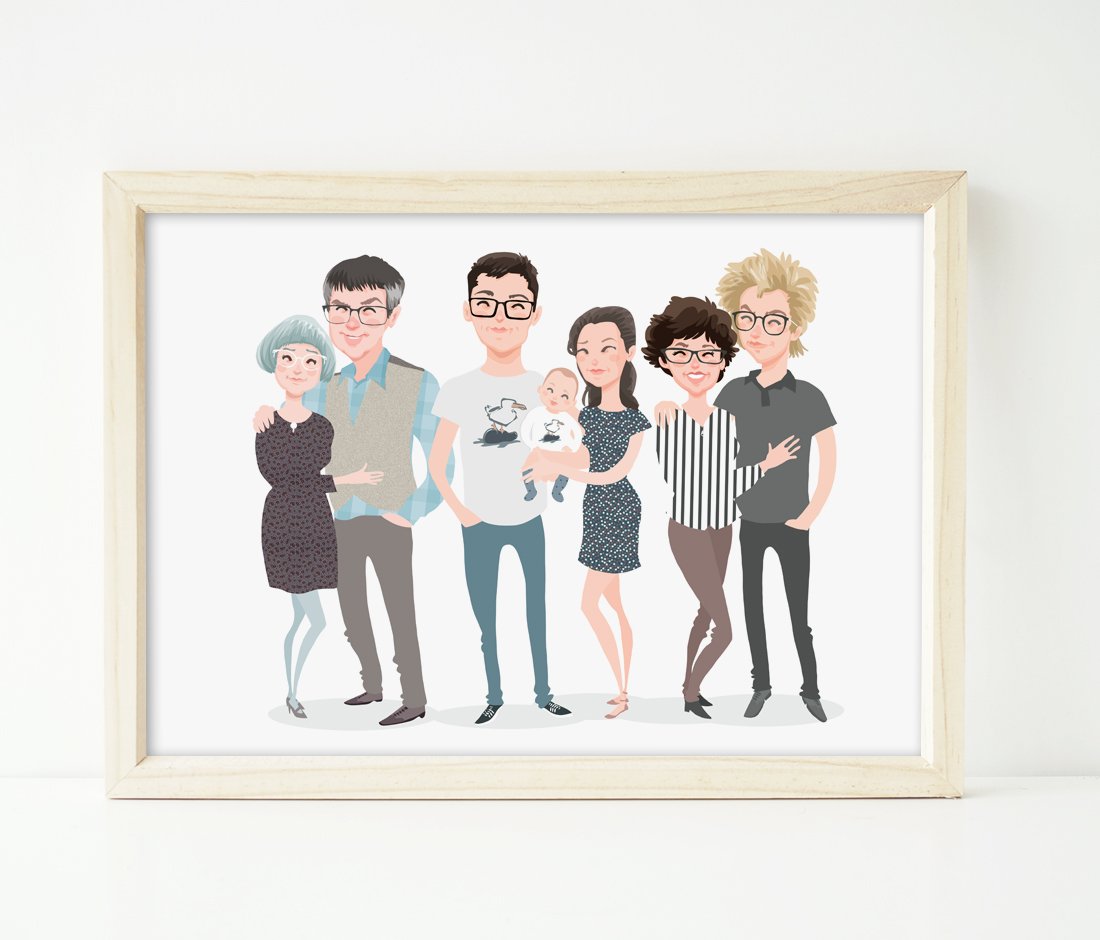 Large outlet Family Custom Portrait