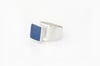 High Square Silver Ring - Dark Blue