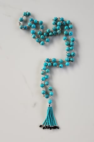 Turquoise & Spinel Baby Tassel Necklace