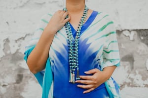 Turquoise & Spinel Baby Tassel Necklace