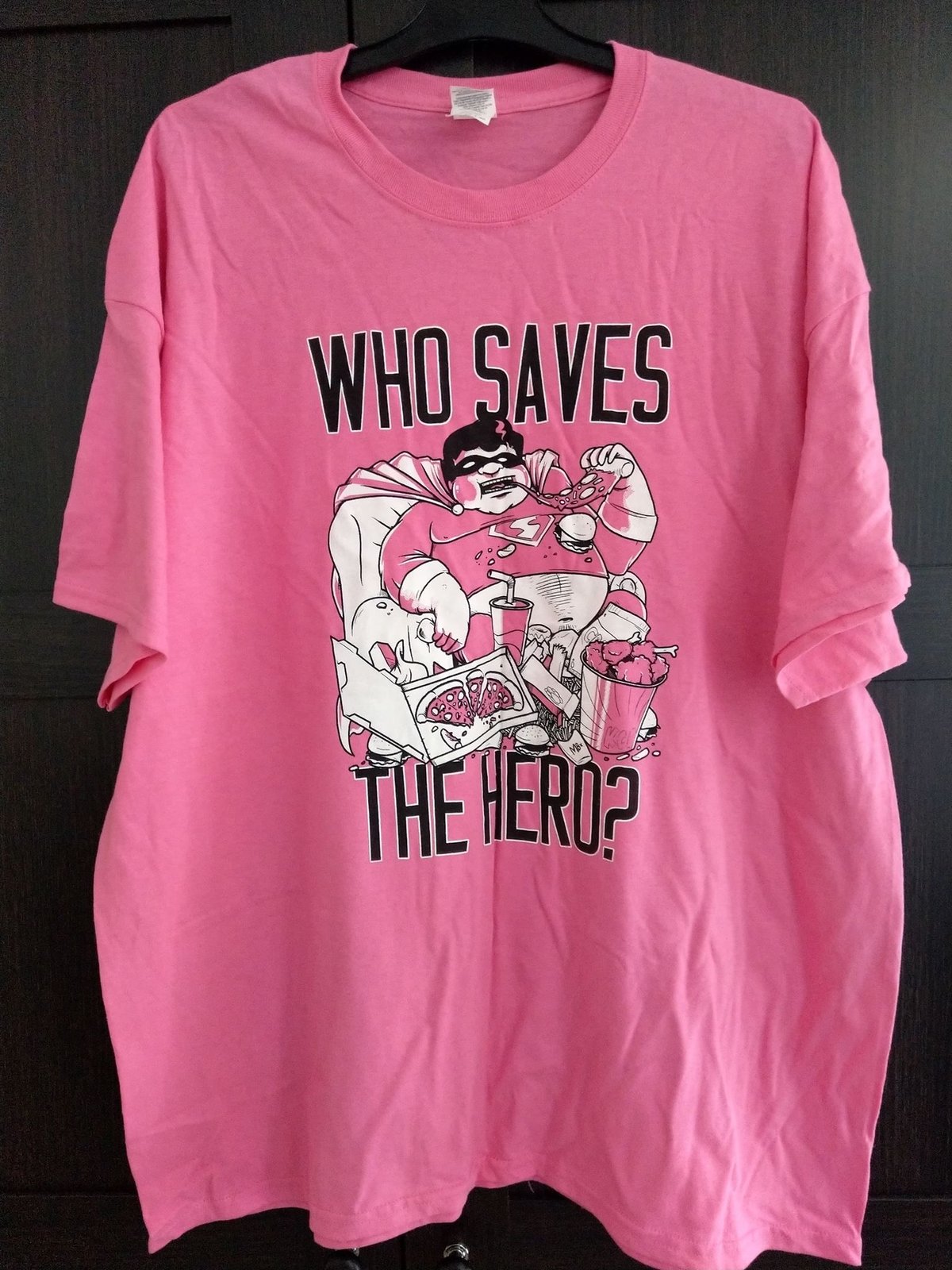 pink superhero shirt