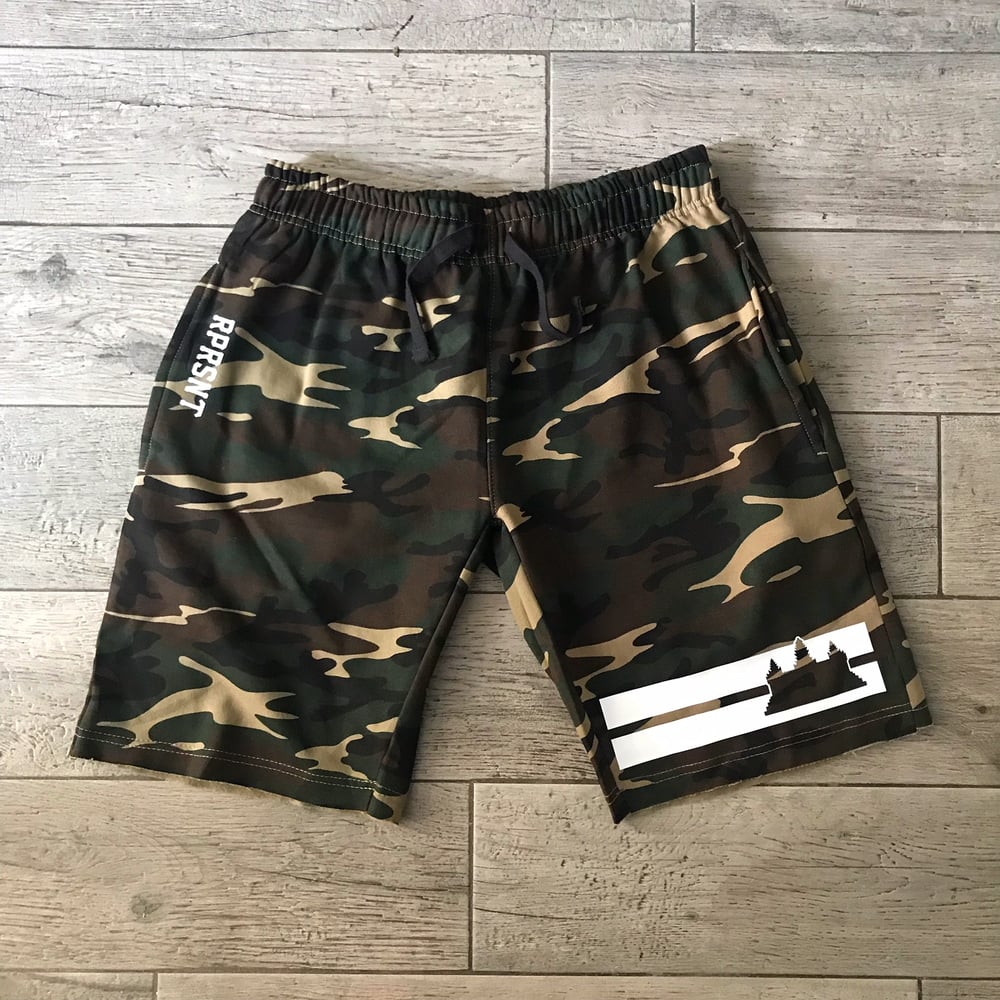 Image of Double Striped Camo Shorts